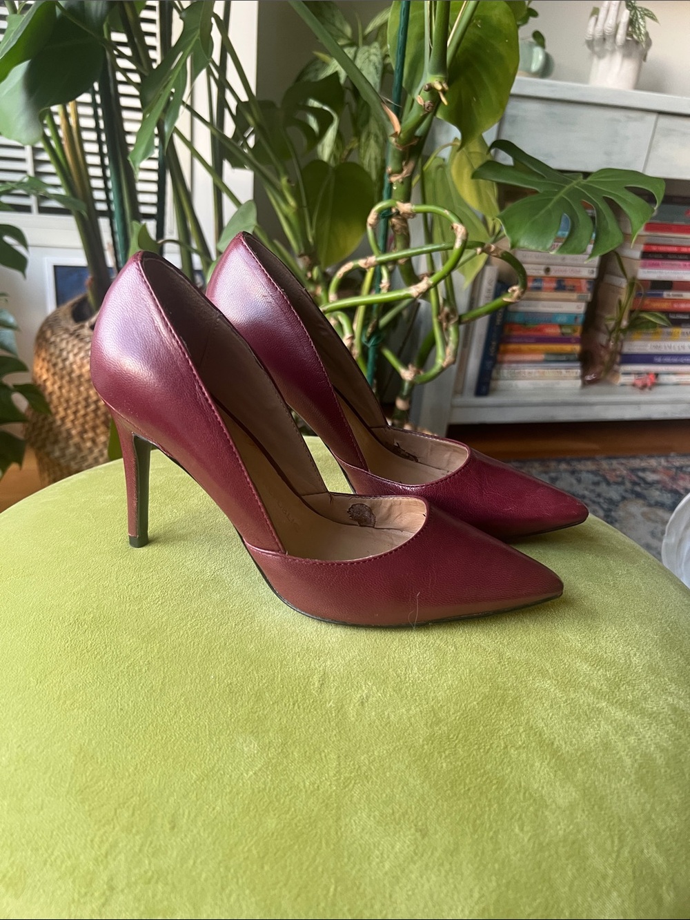 Banana Republic Burgundy Pointed-Toe Leather Stilletos 6.5 (fits 7)